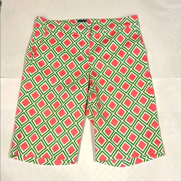 Melly M Geometric Patterned Shorts in Green White Pink Size 10 Vibrant - Picture 1 of 7